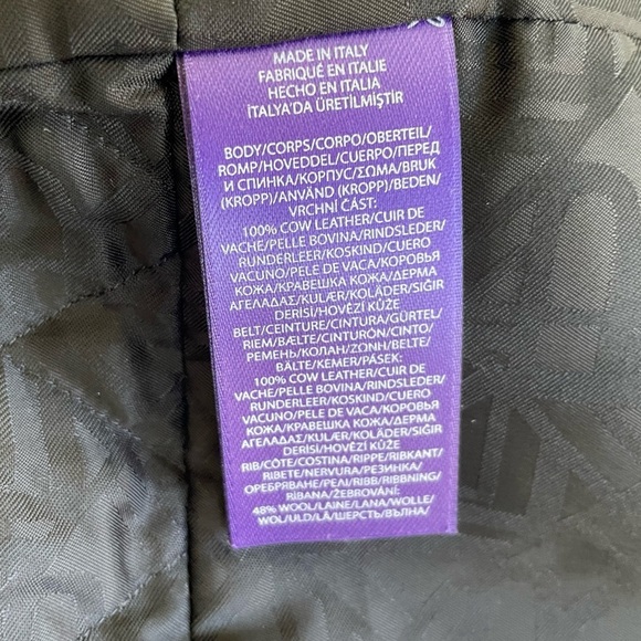 Ralph Lauren Collection Cadena Logo-Patch Belted Leather Moto Jacket - Picture 13 of 16